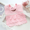 Baby Girl Waterproof Bib Multilayer Cutout Snap Design Princess Rice Pocket(Pink)