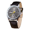 Luminous Round Dial 3 Decoration Dials Unisex Quartz Watch with PU Leather Band(Black)