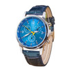 Luminous Round Dial 3 Decoration Dials Unisex Quartz Watch with PU Leather Band(Blue)