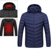 USB Heated Smart Constant Temperature Hooded Warm Coat for Men and Women (Color:Dark Blue Size:L)