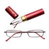 Reading Glasses Metal Spring Foot Portable Presbyopic Glasses with Tube Case +4.00D(Red )
