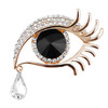 Fashion Angel Tears Brooch Pin Diamond Eyelash Corsage(Golden white diamonds and black eyes)
