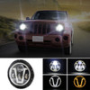 7 inch H4 DC 9V-30V 6000LM 6000K/3000K 55W IP67 3LED Lamp Beads Car Round Shape LED Headlight Lamps for Jeep Wrangler, with Angel Eye