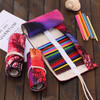 36 Slots Sunset Tree Print Pen Bag Canvas Pencil Wrap Curtain Roll Up Pencil Case Stationery Pouch