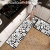Geometric Lattice Carpet Kitchen Bath Antiskid Mat, Size:40x60cm + 40x120cm(Black White Flower)