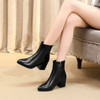 Autumn  Winter Glitter Square Heel Pointed Low-Top Women Boots, Size:41(Black)