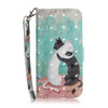 3D Painting Black White Cat Pattern Coloured Drawing Horizontal Flip Leather Case for LG Q60, with Holder & Card Slots & Wallet