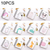 10 PCS Cartoon Print Pocket-size Coil Memo Pad Notes Bookmark School Office Supply, Random Style Delivery