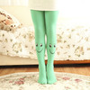 3 Pairs Candy-colored Smiley Girls Velvet Leggings Tights Dance Socks, Size:One Size(Apple green)