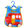 5 PCS Adjustable Baby Bibs Plastic Waterproof Lunch Feeding Bibs Baby Cartoon Feeding Cloth Children Baby Apron(Blue Bus)