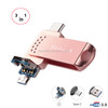 Richwell 3 in 1 32G Type-C + Micro USB + USB 3.0 Metal Flash Disk with OTG Function(Rose Gold)