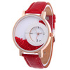 Women Crystal Sands Snake Skin Texture Leather Belt Watch(Red)