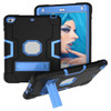 For iPad mini 3/2/1 Silicone + PC Protective Case with Stand(Black + Blue)