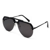 8865 HD Polarized UV Protection Color Pilot-style Frameless Sunglasses (Black Frame Black Gray)