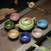 7 in 1 Ceramic Tea Set Ice Crack Glaze Kung Fu Teaware Set(Colorful Jade Green)