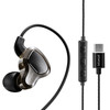 POLVCDG D6T USB-C / Type-C Interface Double Moving Circle In Ear Wired Stereo Earphone for Xiaomi / OPPO / Huawei / Vivo, Tuning Version (Black)
