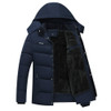 Men Winter Thick Fleece Down Jacket Hooded Coats Casual Thick Down Parka Male Slim Casual Cotton-Padded Coats, Size: XXXL(Navy Blue)