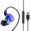 POLVCDG D6T USB-C / Type-C Interface Double Moving Circle In Ear Wired Stereo Earphone for Xiaomi / OPPO / Huawei / Vivo, Tuning Version (Sapphire Blue)
