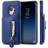 For Galaxy S9 Solid Color Double Buckle Zipper Shockproof Protective Case(Blue)