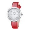 CAGARNY 6878 Water Resistant Fashion Women Quartz Wrist Watch with Leather Band(Red+Silver)