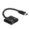 USB-C / Type-C to 3.5mm Aux + USB-C / Type C Earphone Adapter Charger Audio Cable for Mi 8 Lite A2 (L1130)(black)