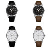 YAZOLE 427 Men Fashion Business PU Leather Band Quartz Wrist Watch, Luminous Points (Black Dial + Brown Strap)