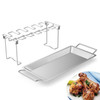 Stainless Steel Chicken Wing Leg Barbecue Rack with Drip Pan(Silver)