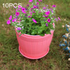 10 PCS Imitation Wooden Barrel Plastic Resin Flower Pot with Tray, Top Diameter: 16cm, Height: 13.5cm(Pink)