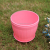 10 PCS Imitation Wooden Barrel Plastic Resin Flower Pot with Tray, Top Diameter: 19cm, Height: 16.5cm(Pink)