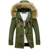 Long Section Cotton Suit Men Plus Velvet Thick Warm Jacket Large Fur Collar Coat Lovers Jacket, Size:XL(Army Green)