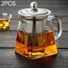 2 PCS Stainless Steel Infuser Filter Clear Heat Resistant Glass Tea Pot(350ml)