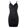 Low-cut Deep V-folded Sling Openwork Hip Dress (Color:Black Size:XXL)