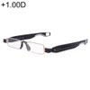 Portable Folding 360 Degree Rotation Presbyopic Reading Glasses with Pen Hanging, +1.00D(Black)