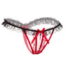 3 PCS Lady Pierced Sexy Panties Temptation Lace Translucent T Underwear(Red)