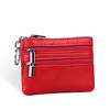 Genuine Leather Women Small Wallet Change Purses Zipper Card Holder Wallets(Red)