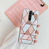 For Xiaomi Redmi Note 8 Pro Plating Colorful Geometric Pattern Mosaic Marble TPU Mobile Phone Case(Pink PJ1)