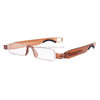 Portable Folding 360 Degree Rotation Presbyopic Reading Glasses with Pen Hanging, +2.00D(Brown)
