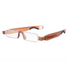Portable Folding 360 Degree Rotation Presbyopic Reading Glasses with Pen Hanging, +2.50D(Brown)