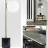 Modern Minimalist Round Frosted Glass Marble Table Lamp, US Plug, Power source: 5W(Black)