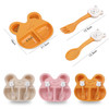 Wheat Straw Bear Cartoon Cutlery Set(Pink)