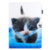 7 inch Universal Colored Drawing Horizontal Flip PU Leather Case with Holder & Card Slot(Blue White cat)