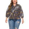 Printed Chain Long Sleeve Large Size Shirt Female (Color:Black Size:XXL)