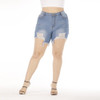 Casual Cowgirl Shorts (Color:Baby Blue Size:XXXXXL)