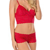 3PCS Sexy Lace Ladies Underwear Bra And Panty Set, Size:M(Red)