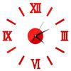 Modern DIY Indoor Roman Wall Clock Mirror Effect 3D Wall Sticker(Red)