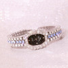BS beesister FA1581 Women Octagonal Dial Diamond Plated Rhinestone Bracelet Quartz Watch(Silver Shell Blue Diamond)