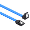 26AWG SATA III 7 Pin Female Straight to 7 Pin Female Elbow Data Cable Extension Cable for HDD / SSD, Total Length: about 50cm(Blue)