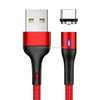 USAMS US-SJ334 U29 2 in 1 USB-C / Type-C Charging + Transmission Aluminum Alloy Magnetic Round Connector Data Cable, Length: 1m(Red)