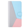 For LG K50 / Q60 Tricolor Stitching Horizontal Flip TPU + PU Leather Case with Holder & Card Slots & Wallet(Grey)