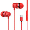 USB-C / Type-C Interface In Ear Wired Mega Bass Earphone with Mic (Red)
